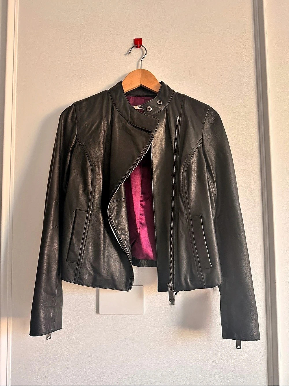 DKNYC Black Lamb Skin Leather Moto Jacket